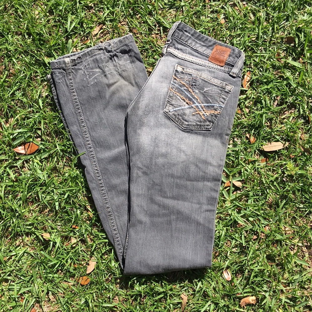 Distressed Buckle Lowrise Bootcut Jeans